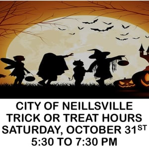 City of Neillsvile Trick or Treat Hours